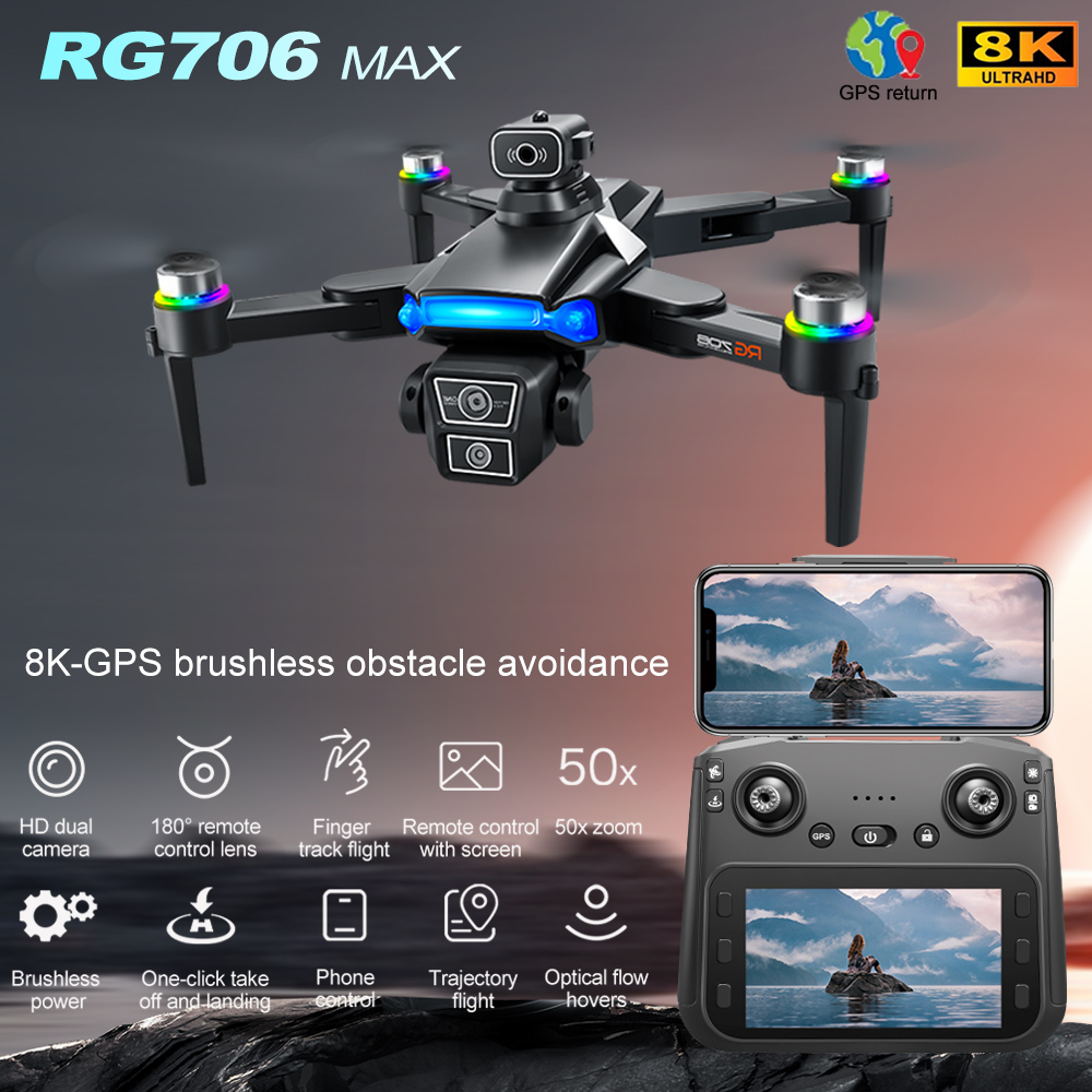 Fpv Brushless Rc Drone 4K - JJRC RG706 Max GPSドローン 8K HDデュアルカメラ