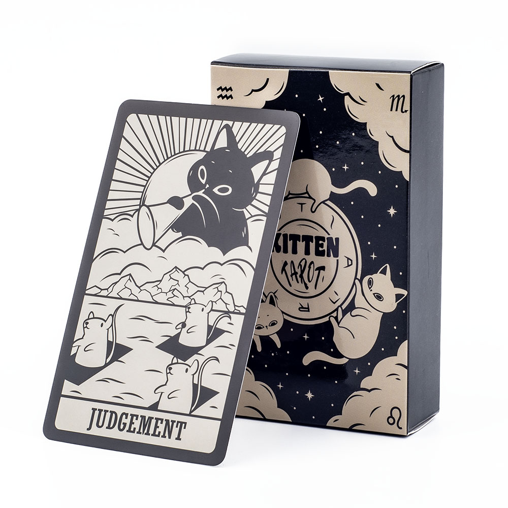 初心者向けの白黒子猫タロットデッキ,ボードゲーム,楽しい,占 - Tarot Cards Deck With Guidebook のレビューと価格