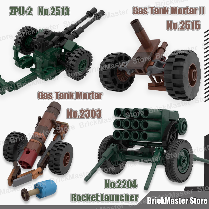 MOC軍事戦争シーン ガスタンク モルタル ロケットランチャ - Lego Compatible Military Tank のレビューと価格
