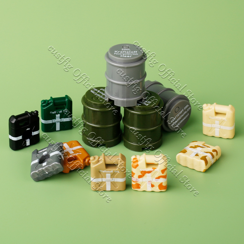 第二次世界大戦軍用オイルドラム燃料タンクガソリンスタンドシー - Lego Compatible Military Tank のレビューと価格