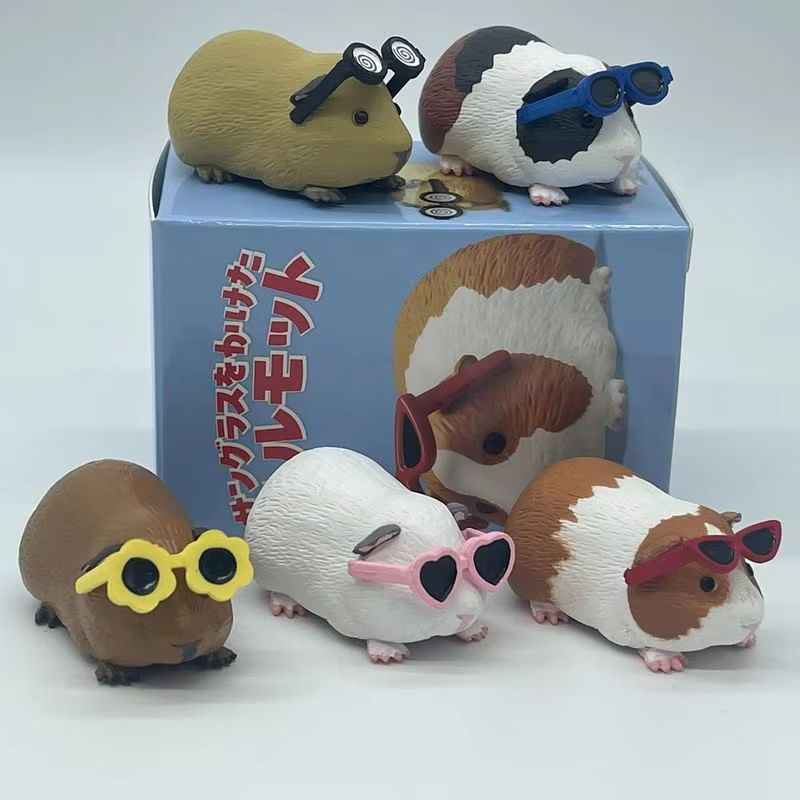 サングラスをかけたモルモットブラインドボックスかわいいミニア - Anime Action Figure Blind Box のレビューと価格