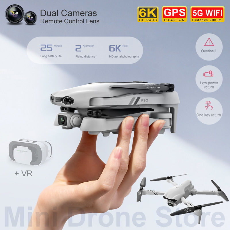 F10 rcヘリコプター,4k/6k hdスマートフォン,デ - Fpv Brushless Rc Drone 4K のレビューと価格